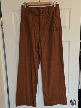Anthropologie The Colette Wide-Leg Chinos in Rust Brown 30T